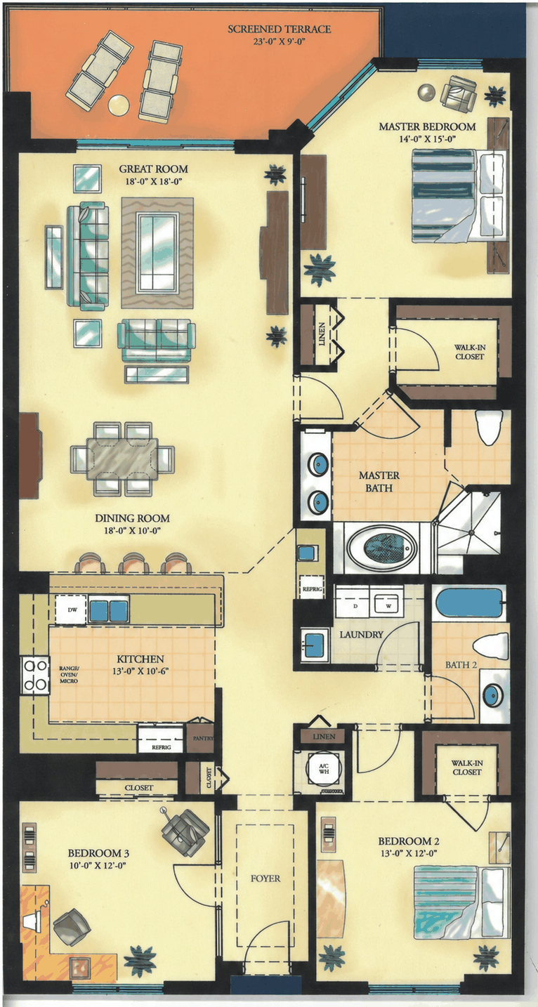Three-Bedroom Straight floor plan